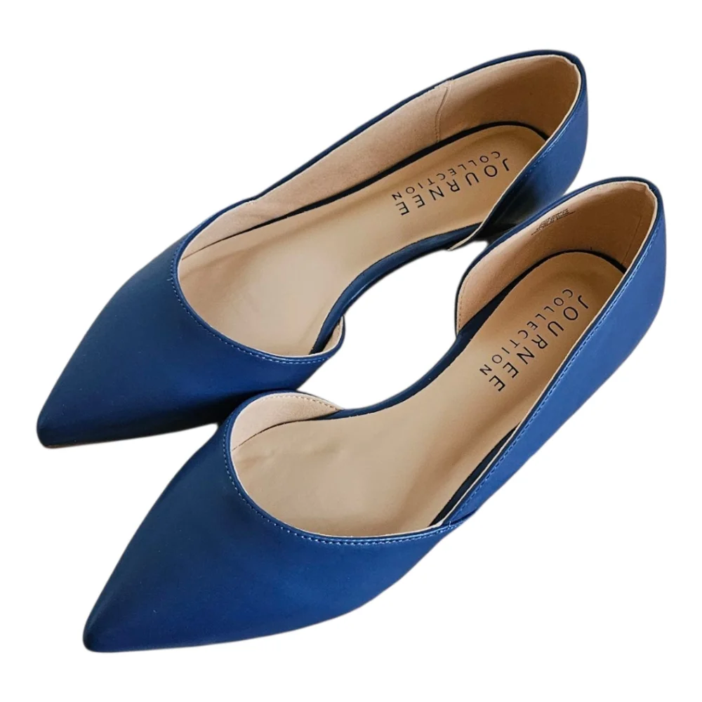 Journee Collection Cortni Blue Pointed Toe D'Orsay Flats Sz 7.5 NIB